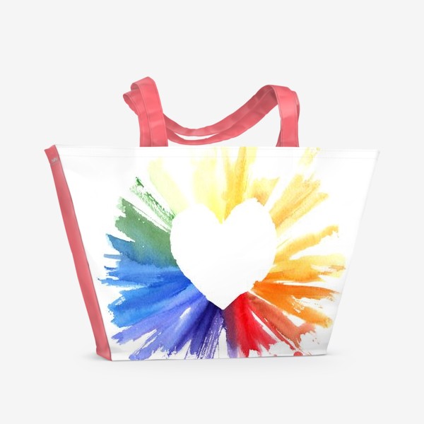 Пляжная сумка «Сердце. Радуга»