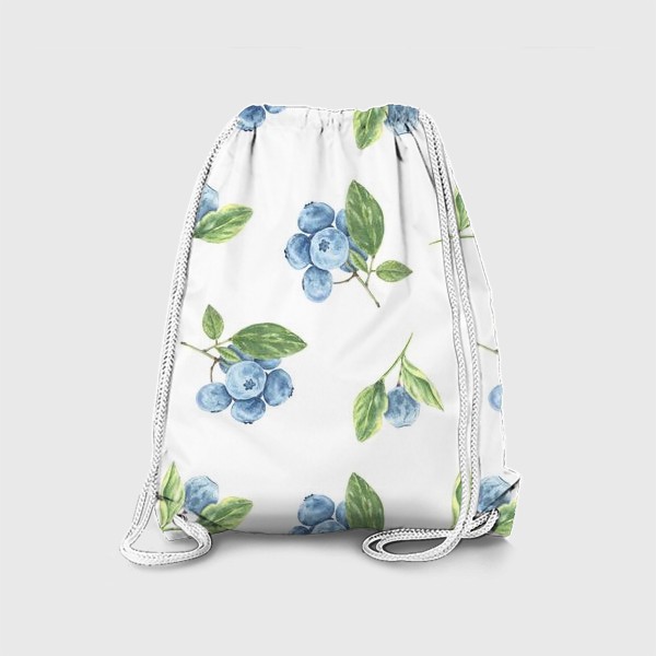 Рюкзак «Черника с листьями на белом фоне»