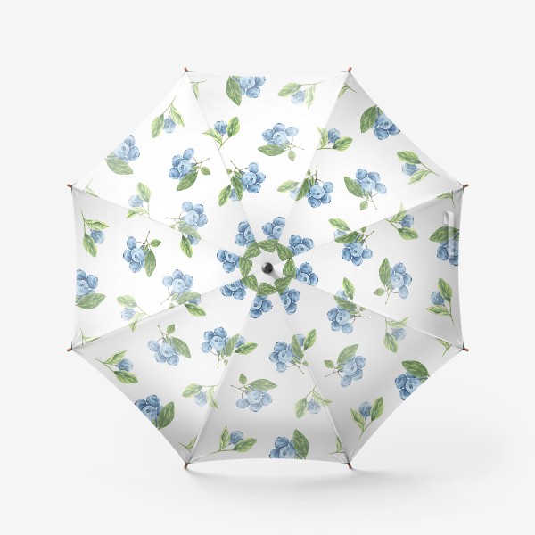 Зонт &laquo;Черника с листьями на белом фоне&raquo;