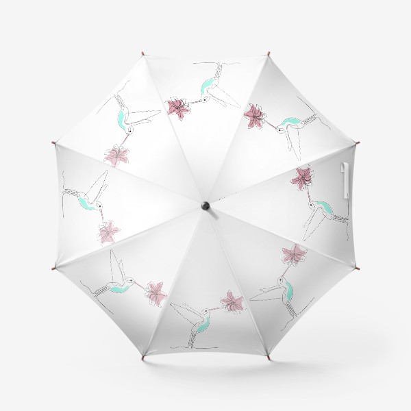 Зонт «колибри с цветком. Монолиния»