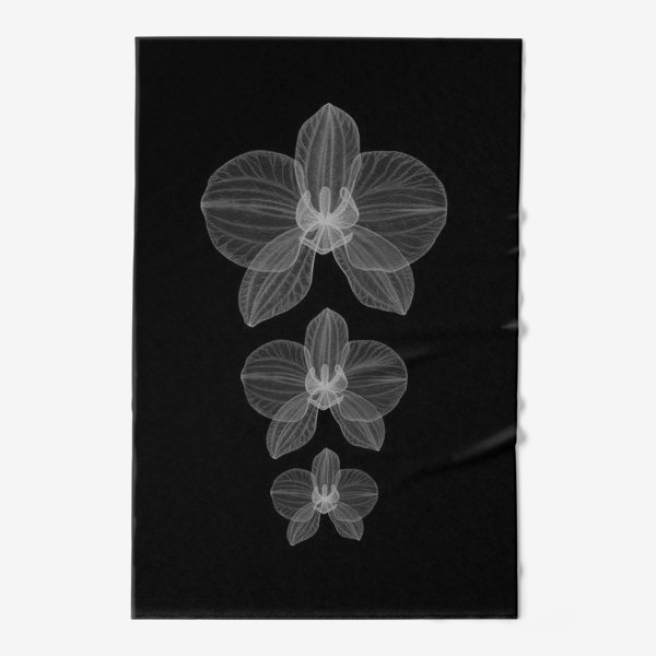 Полотенце «Три орхидеи на черном»
