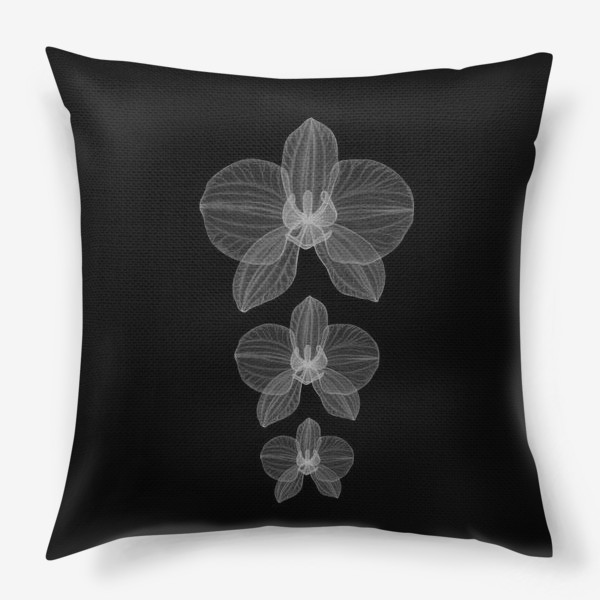 Подушка «Три орхидеи на черном»