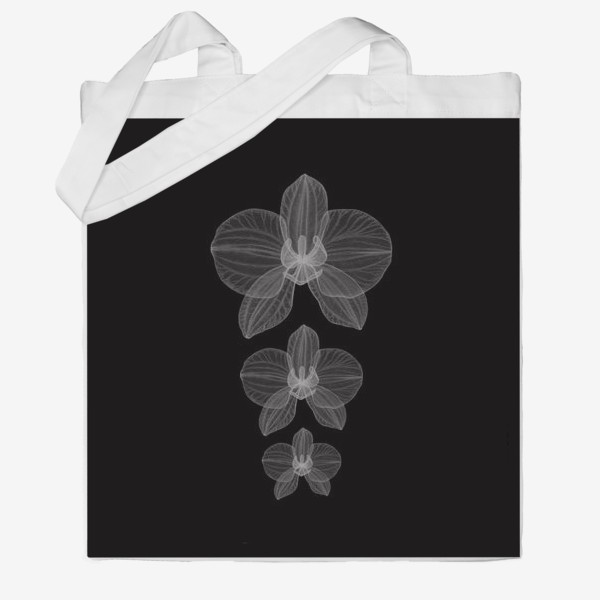 Сумка хб «Три орхидеи на черном»
