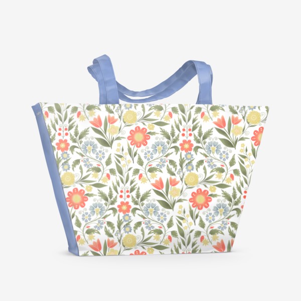 Пляжная сумка «Принт Добрый, наивные цветы, набойка»