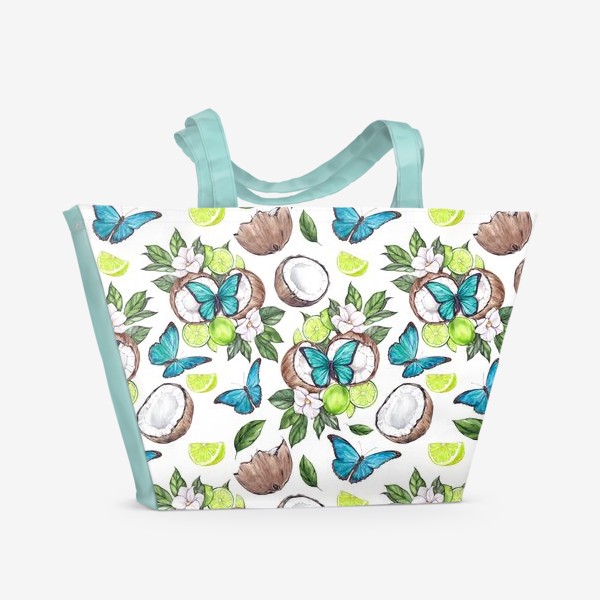 Пляжная сумка «Паттерн Бабочки и кокосы»