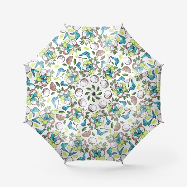 Зонт «Паттерн Бабочки и кокосы»