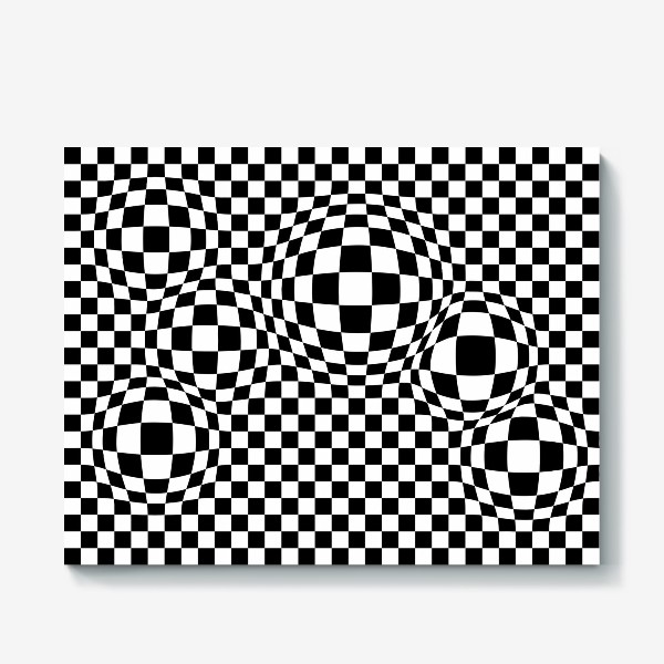 Холст «чёрно-белый шахматный геометрический абстрактный паттерн»