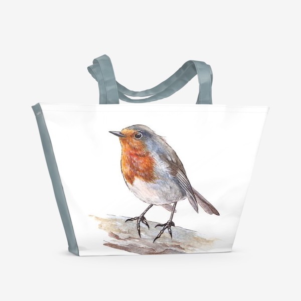 Пляжная сумка «Птицы. Зарянка»