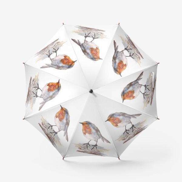 Зонт «Птицы. Зарянка»
