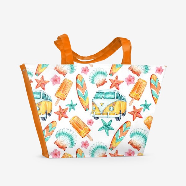 Пляжная сумка «Паттерн Путешествие в тропики»