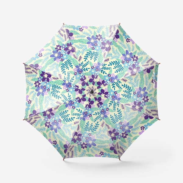 Зонт &laquo;Фиолетовые, лавандовые, голубые букеты паттерн&raquo;
