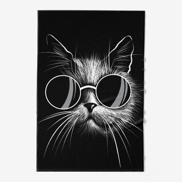 Полотенце «Кот в очках. Стильный монохромный принт»