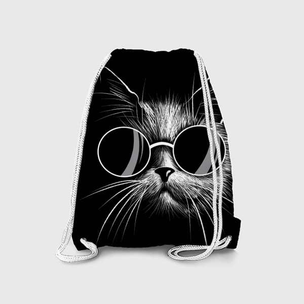 Рюкзак «Кот в очках. Стильный монохромный принт»