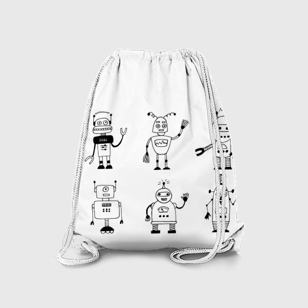 Рюкзак «роботы ретро черно-белые»