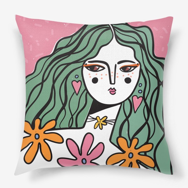 Подушка «Девушка с цветами»