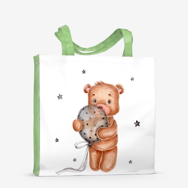 Сумка-шоппер «Милый медвежонок держит в лапах воздушный шарик»
