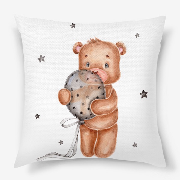 Подушка «Милый медвежонок держит в лапах воздушный шарик»