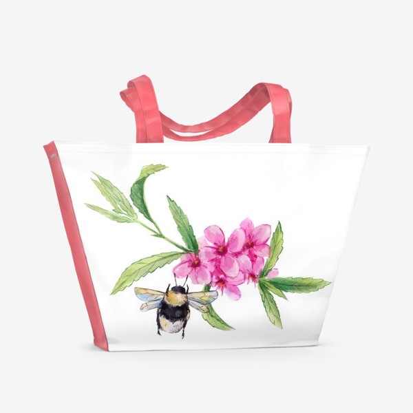 Пляжная сумка «Весна, цветение, шмель»