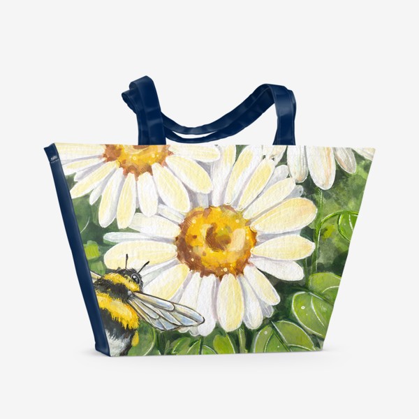 Пляжная сумка «Пушистый шмель и цветы»