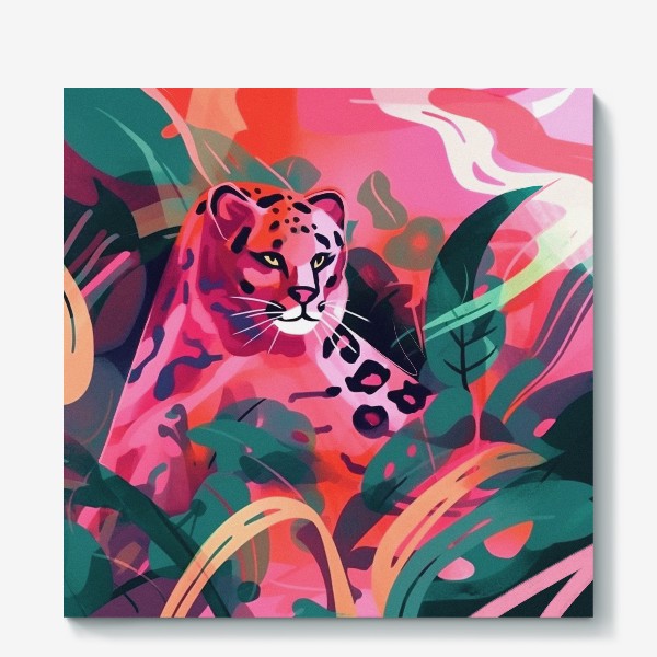 Холст « Розовый леопард»