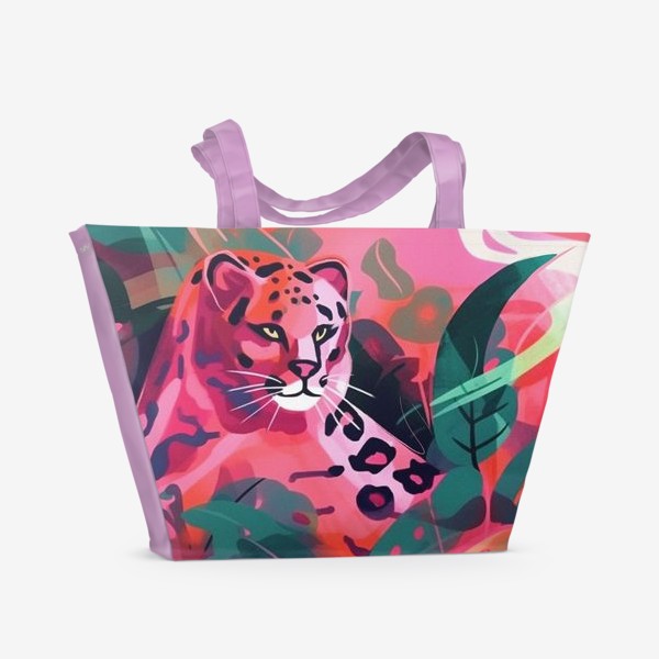 Пляжная сумка « Розовый леопард»