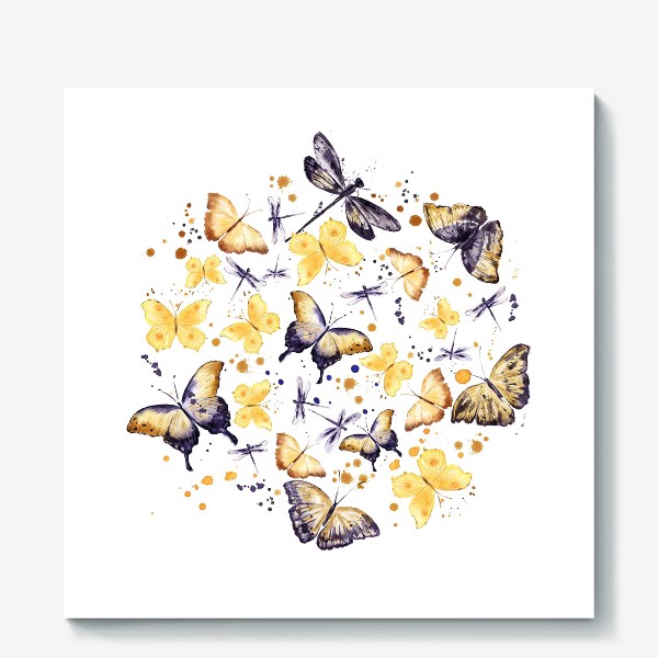 Холст «Акварельные бабочки. Butterflies»