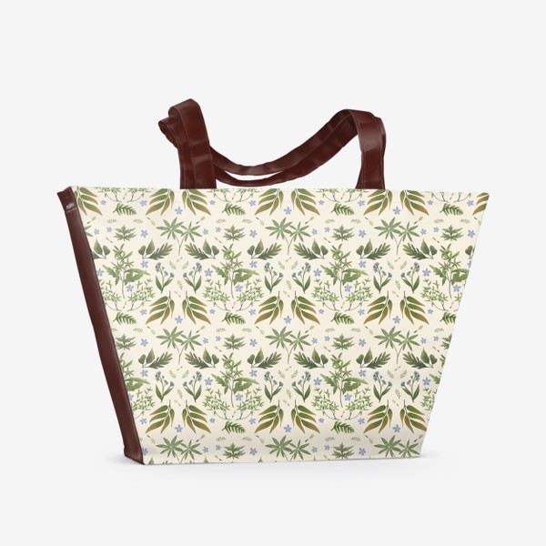 Пляжная сумка &laquo;Принт Ботанический, листья, гербарий, растения&raquo;