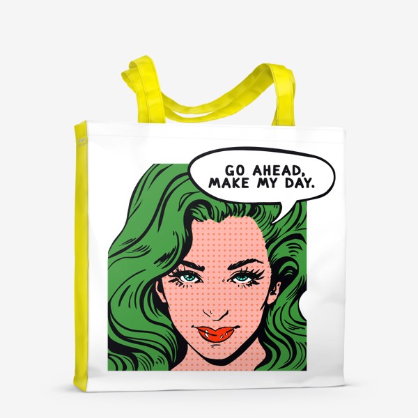 Сумка-шоппер «Поп-арт. Девушка с зелёными волосами»