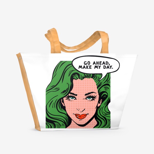 Пляжная сумка «Поп-арт. Девушка с зелёными волосами»