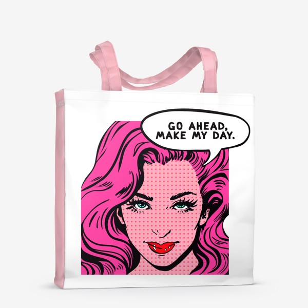 Сумка-шоппер «Поп-арт. Девушка с розовыми волосами»