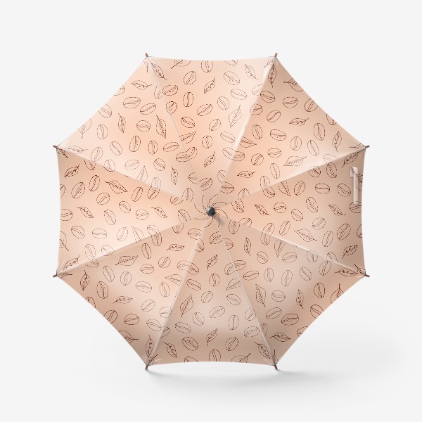 Зонт «кофе бобы и листья узор на розовом. скатерть, полотенце»