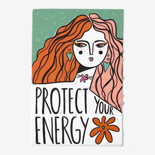 Полотенце «Береги свою энергию. Мотивация, абстракция с девушкой»