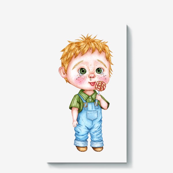 Холст «Мальчик с леденцом / Ребенок ест конфету»