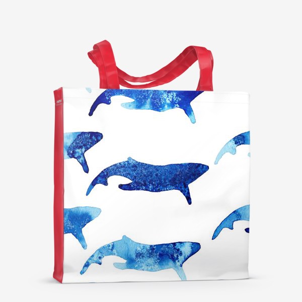 Сумка-шоппер «Паттерн с синими китами»
