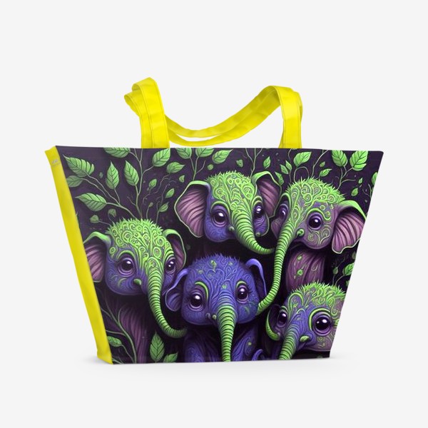 Пляжная сумка «Стайка милых слонов»