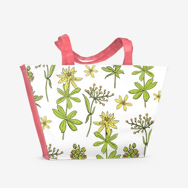 Пляжная сумка «лесные цветы на белом»
