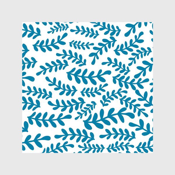 Шторы «Узор морская волна из веточек и листьев, паттерн»