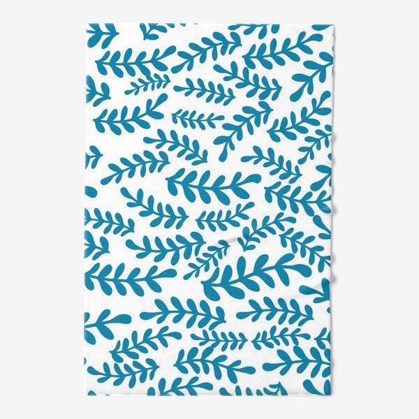 Полотенце «Узор морская волна из веточек и листьев, паттерн»