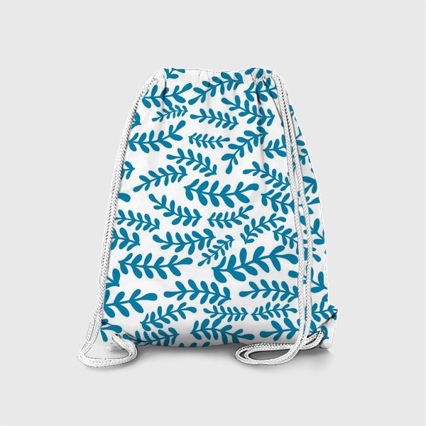 Рюкзак «Узор морская волна из веточек и листьев, паттерн»