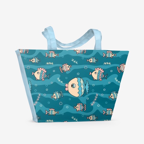 Пляжная сумка «Тропические рыбки и волны»
