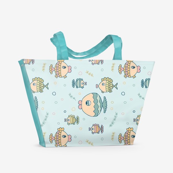 Пляжная сумка «Тропические рыбки, голубой»