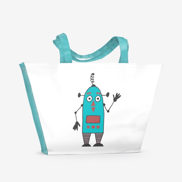 Пляжная сумка «робот синий»