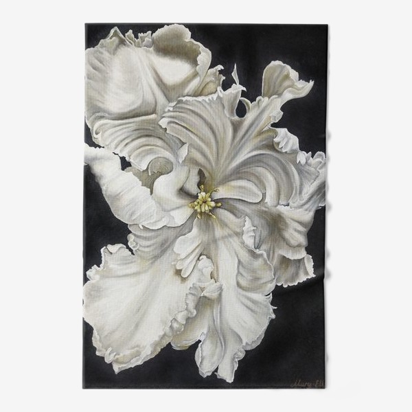 Полотенце «Цветок - белый махровый тюльпан. Нежный и чувственный»