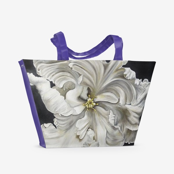 Пляжная сумка «Цветок - белый махровый тюльпан. Нежный и чувственный»