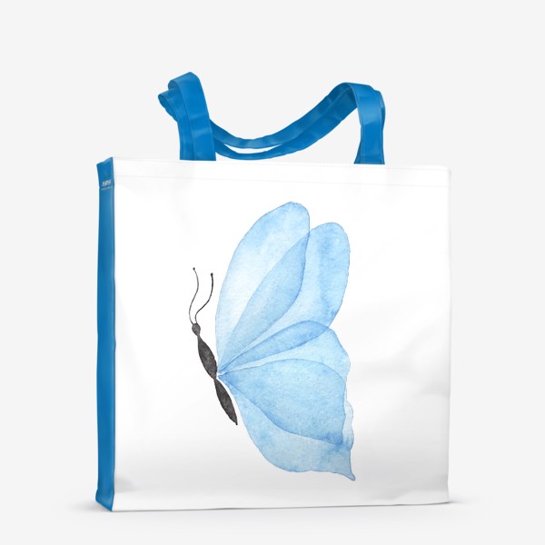Сумка-шоппер «Голубая бабочка на белом фоне»