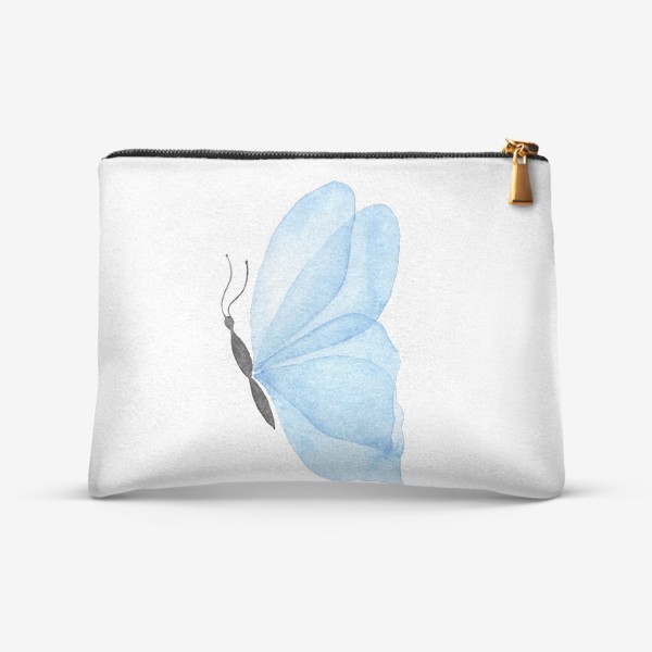 Косметичка «Голубая бабочка на белом фоне»
