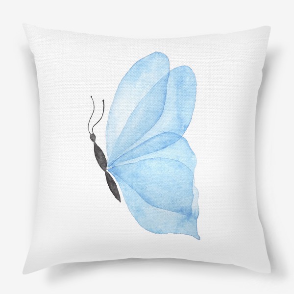 Подушка «Голубая бабочка на белом фоне»