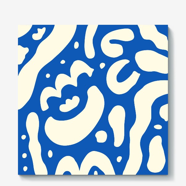 Холст «Узор с абстрактными формами на синем фоне»