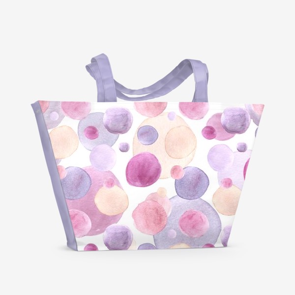Пляжная сумка «Розовые и фиолетовые круги на белом фоне»