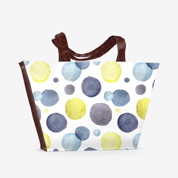 Пляжная сумка «Желтые и синие круги на белом»
